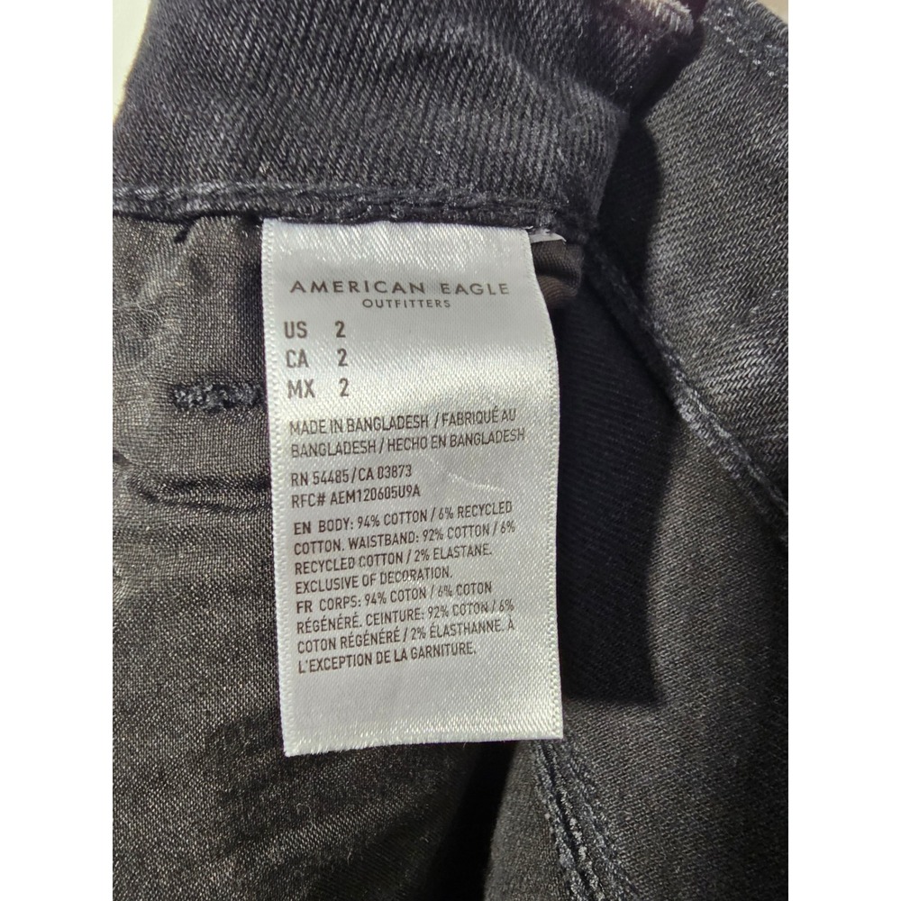 Classic Grundge Distressed Crossover American Eagle Denim Shorts Womens 2 Black - Picture 4 of 9